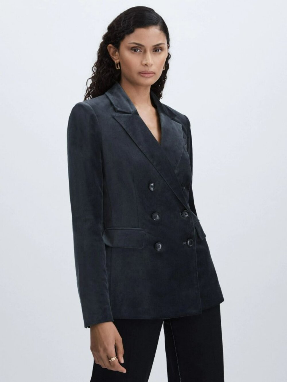 PAIGE Calico Blue Velvet Double Breasted Blazer Size 4
